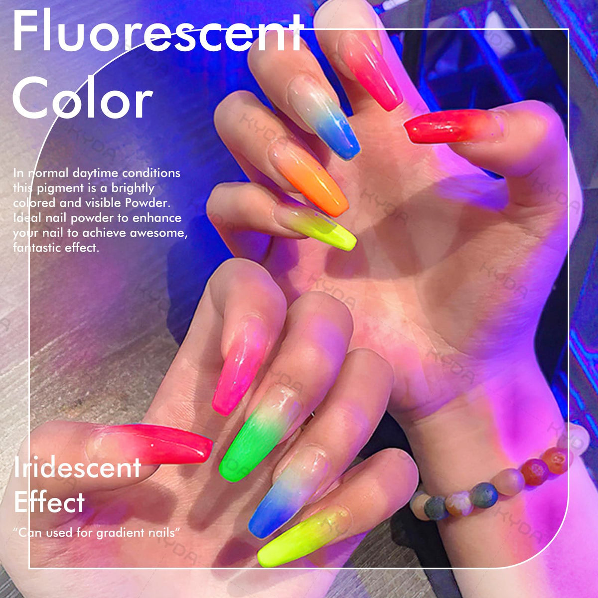 Ownest gradient nail application demonstrating bright neon ombré and vivid payoff