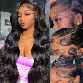 OWNROSE front view showing natural hairline and full body wave benefit