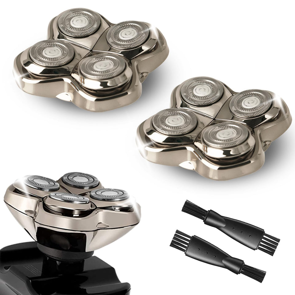 OXSITO replacement heads front view showing four floating blades and quick‑replace design benefit