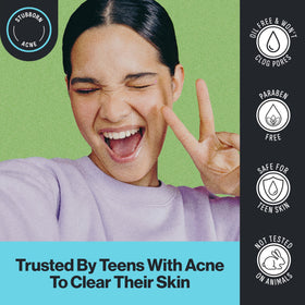 Oxy pad applied to face targeting breakouts and clarity