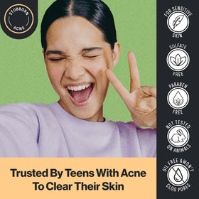 Oxy ingredient label close-up highlighting salicylic acid and soothing agents