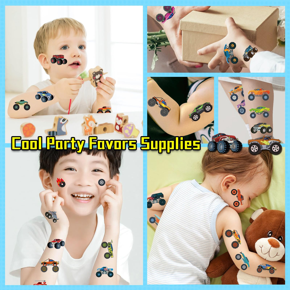 Ozepao tattoos arranged on party table showing decorations and goodie bag use