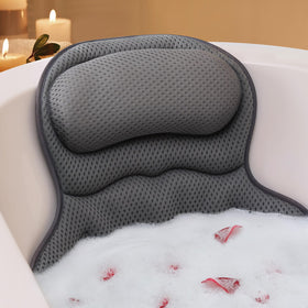 Ozyalo front view bath pillow gray showing full ergonomic shape and comfort