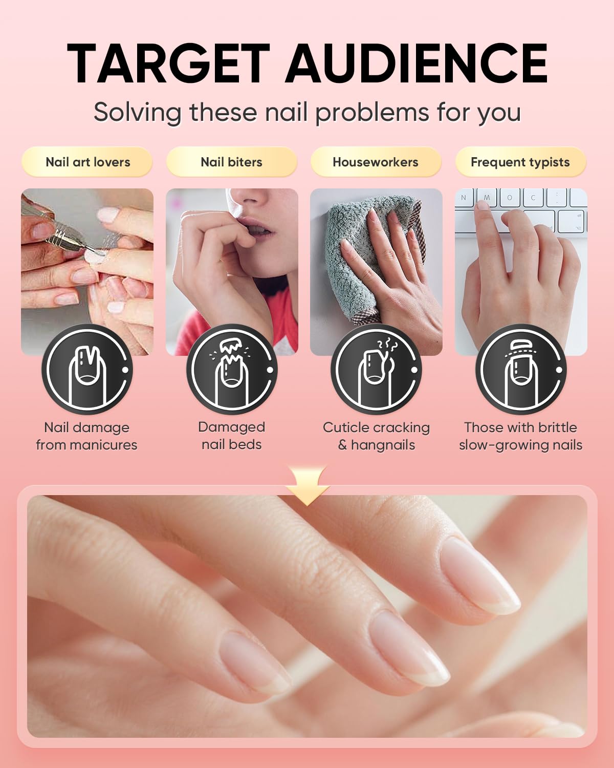 PACFE Velour Rosa applied on cuticle in hand demonstrating nourishment and care