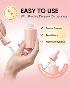 PACFE Velour Rosa oil texture close-up highlighting lightweight, fast absorption