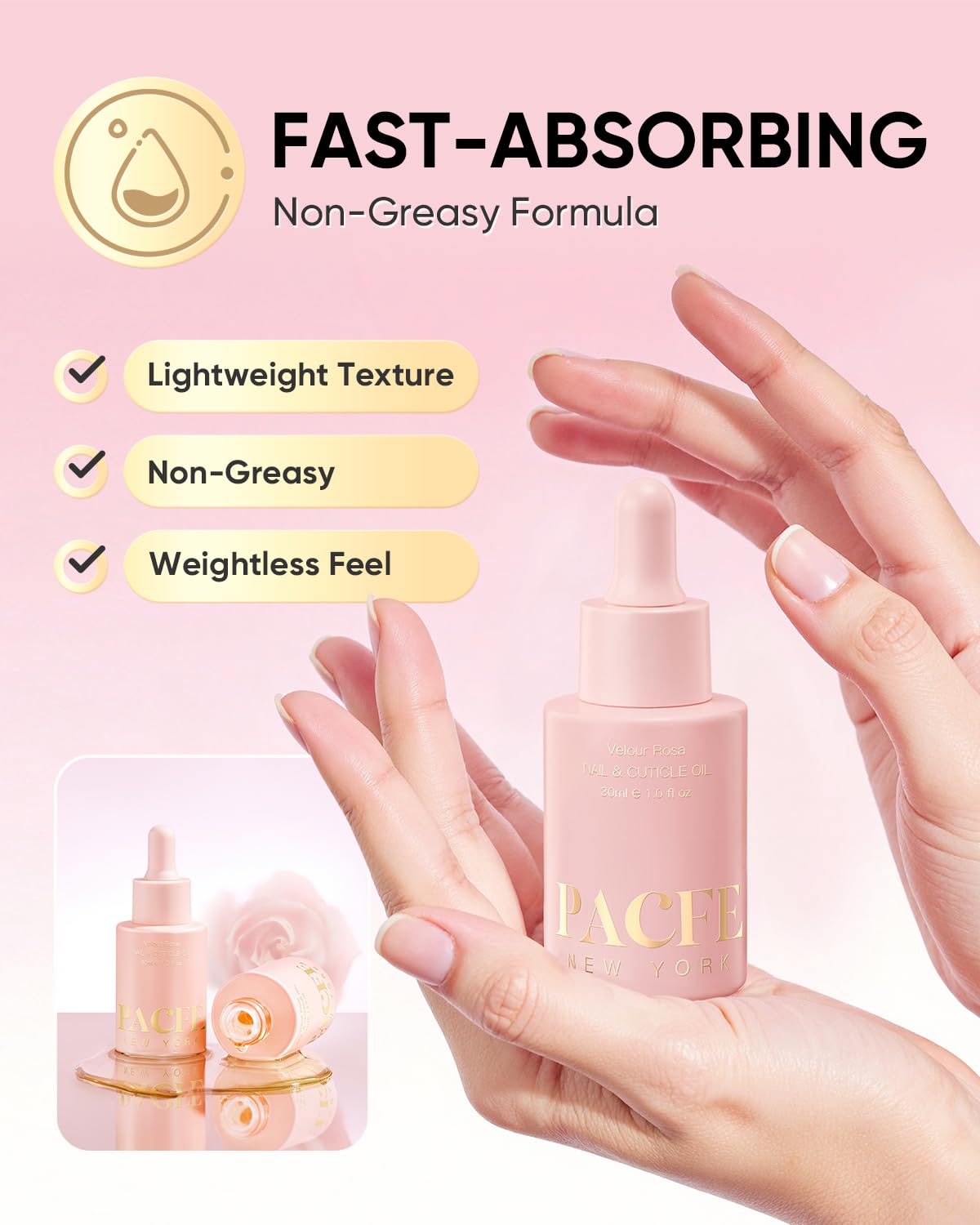 PACFE Velour Rosa bottle styled with fresh roses evoking gentle natural scent
