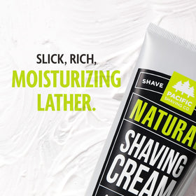 Pacific Shaving Company cream on hand illustrating spreadability and hydration benefit