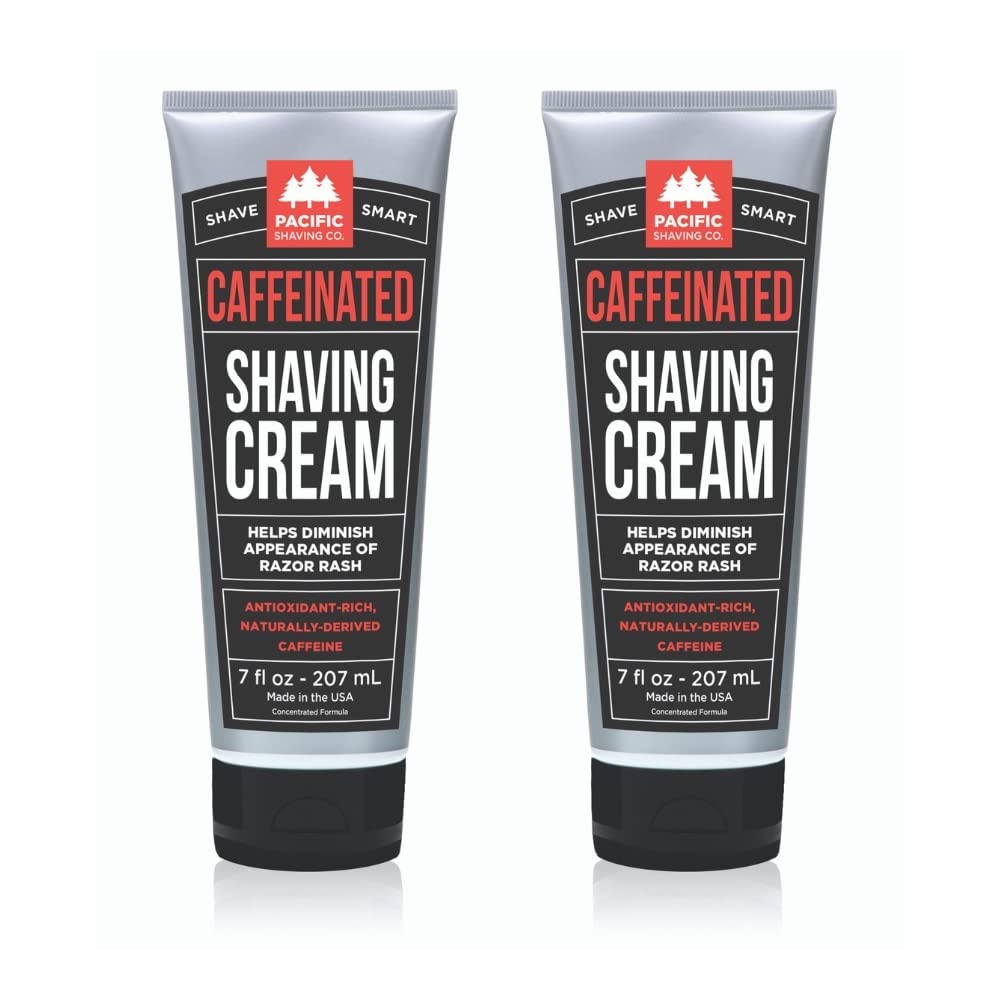 Pacific Shaving Company front packaging showing two 7 oz tubes and clear branding for convenience