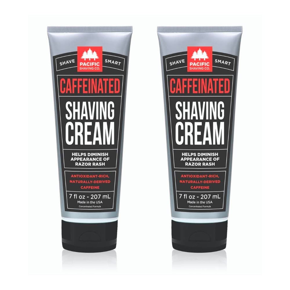 Pacific Shaving Company front packaging showing two 7 oz tubes and clear branding for convenience
