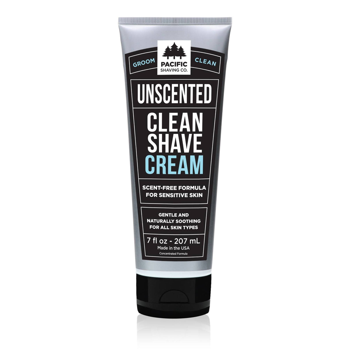 Pacific Shaving Company front packaging showing 7 oz tube and clean design