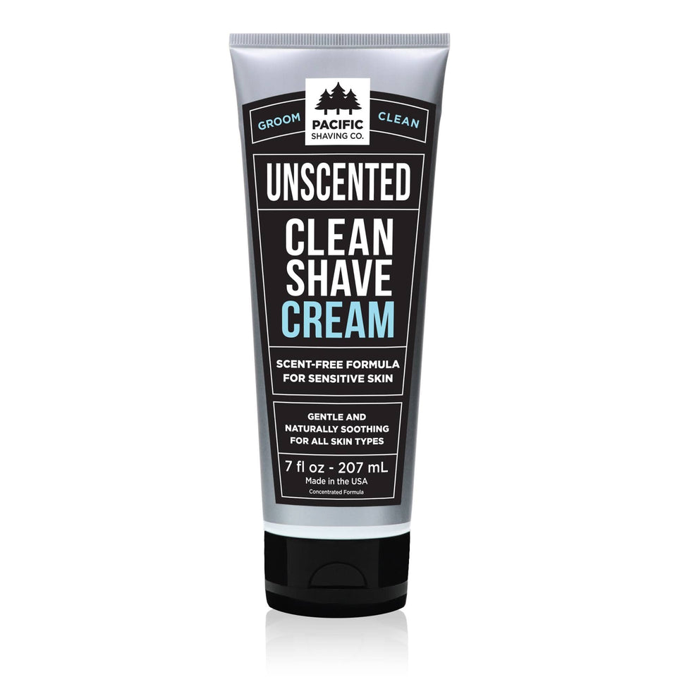 Pacific Shaving Company front packaging showing 7 oz tube and clean design