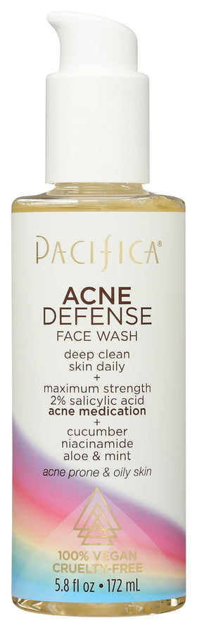 Pacifica Acne Defense face wash front packaging showing clean label and benefits