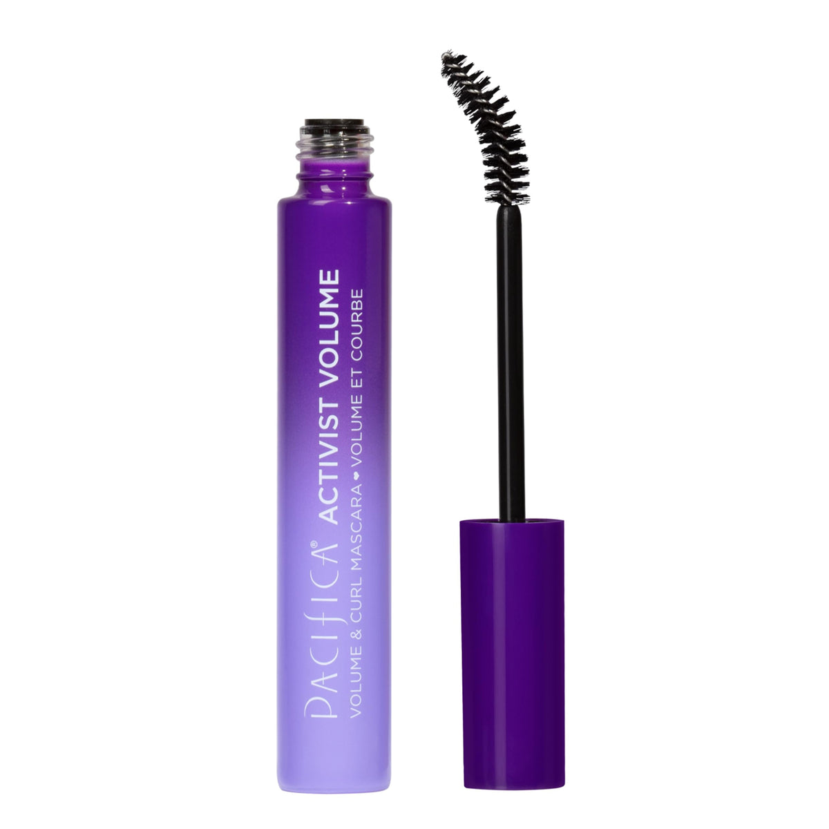 Pacifica mascara held in hand for size comparison and travel-friendly convenience benefit