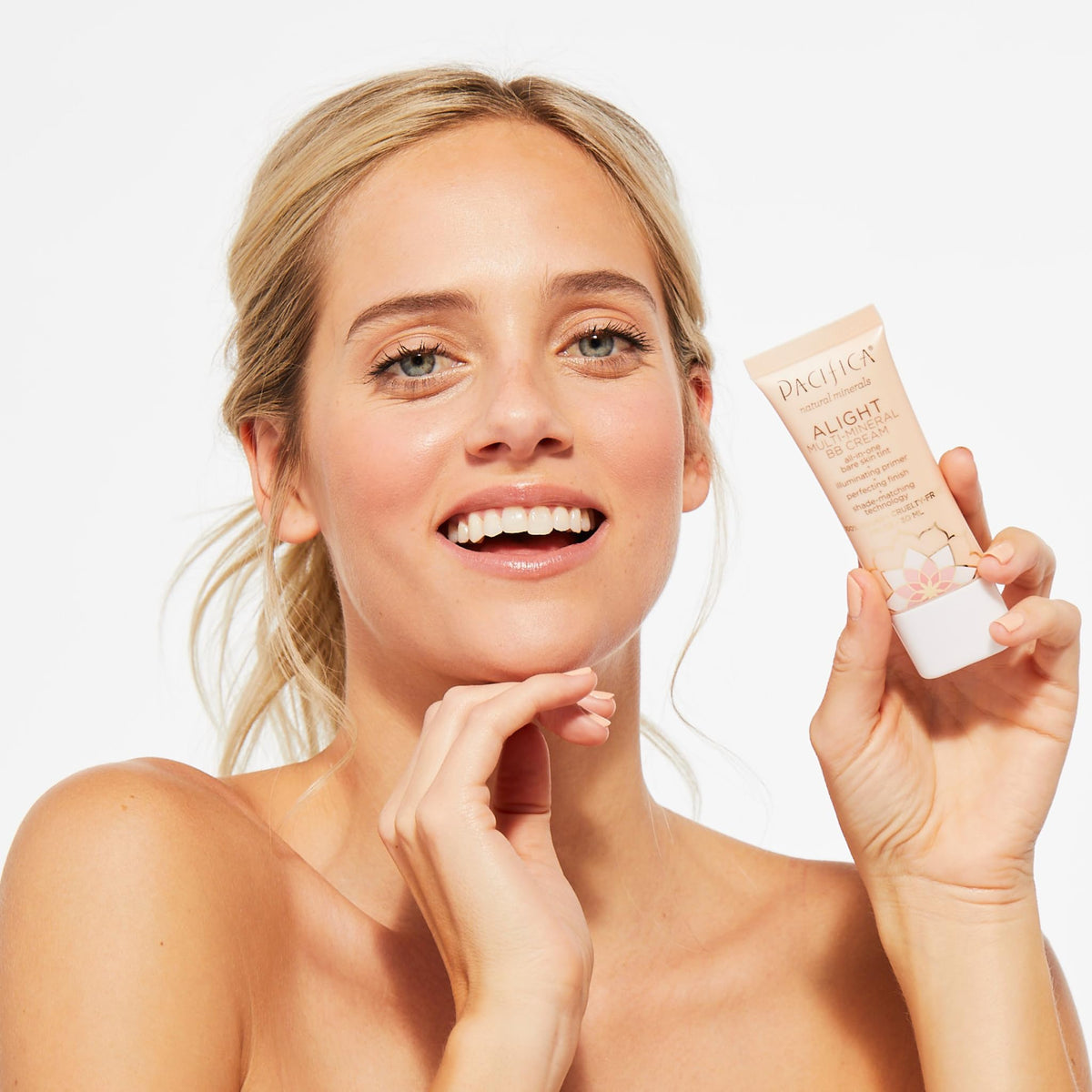 Pacifica BB Cream blended with fingertips showing smooth even application