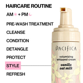 Pacifica applying mousse to damp hair for added lift and soft volume
