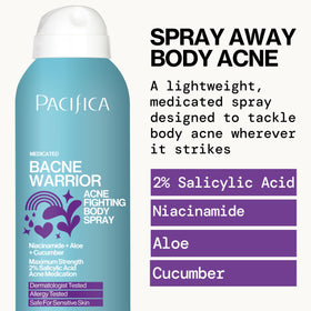 Pacifica Bacne Warrior being applied in shower for convenient post-cleanse use