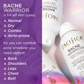 Pacifica Bacne Warrior ingredient label highlighting 2% salicylic acid and niacinamide benefits