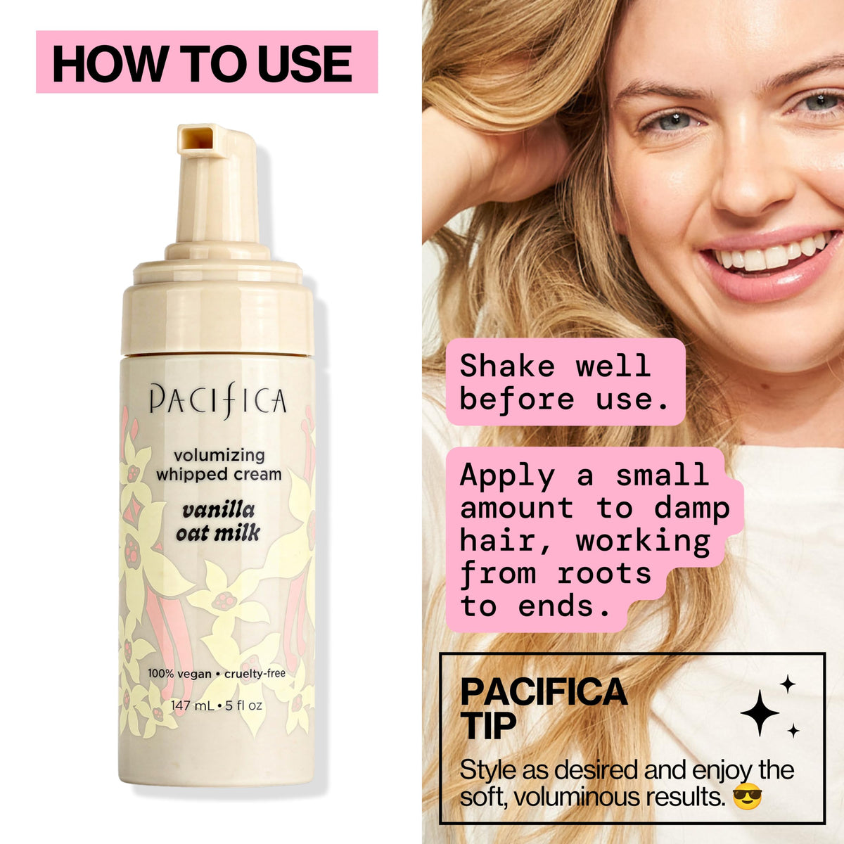 Pacifica before and after volume comparison showing fuller, touchable body