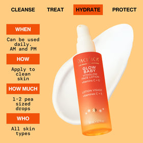 Pacifica bottle staged with makeup and SPF for morning routine convenience