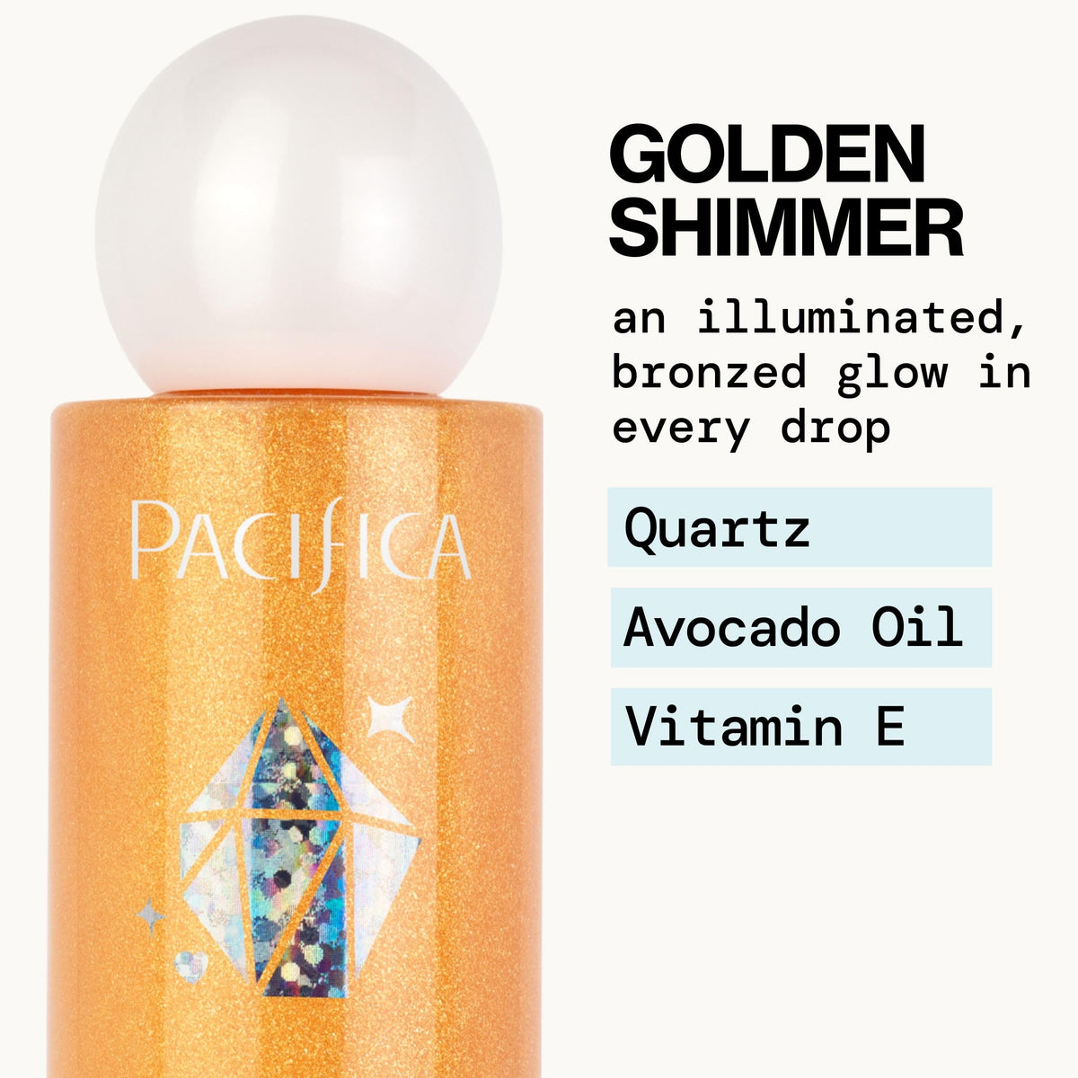 Pacifica bronzing body oil pour texture closeup showing smooth absorption