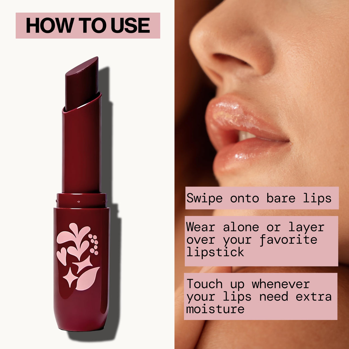 Pacifica close-up on lips with warm cinnamon tint for natural everyday color
