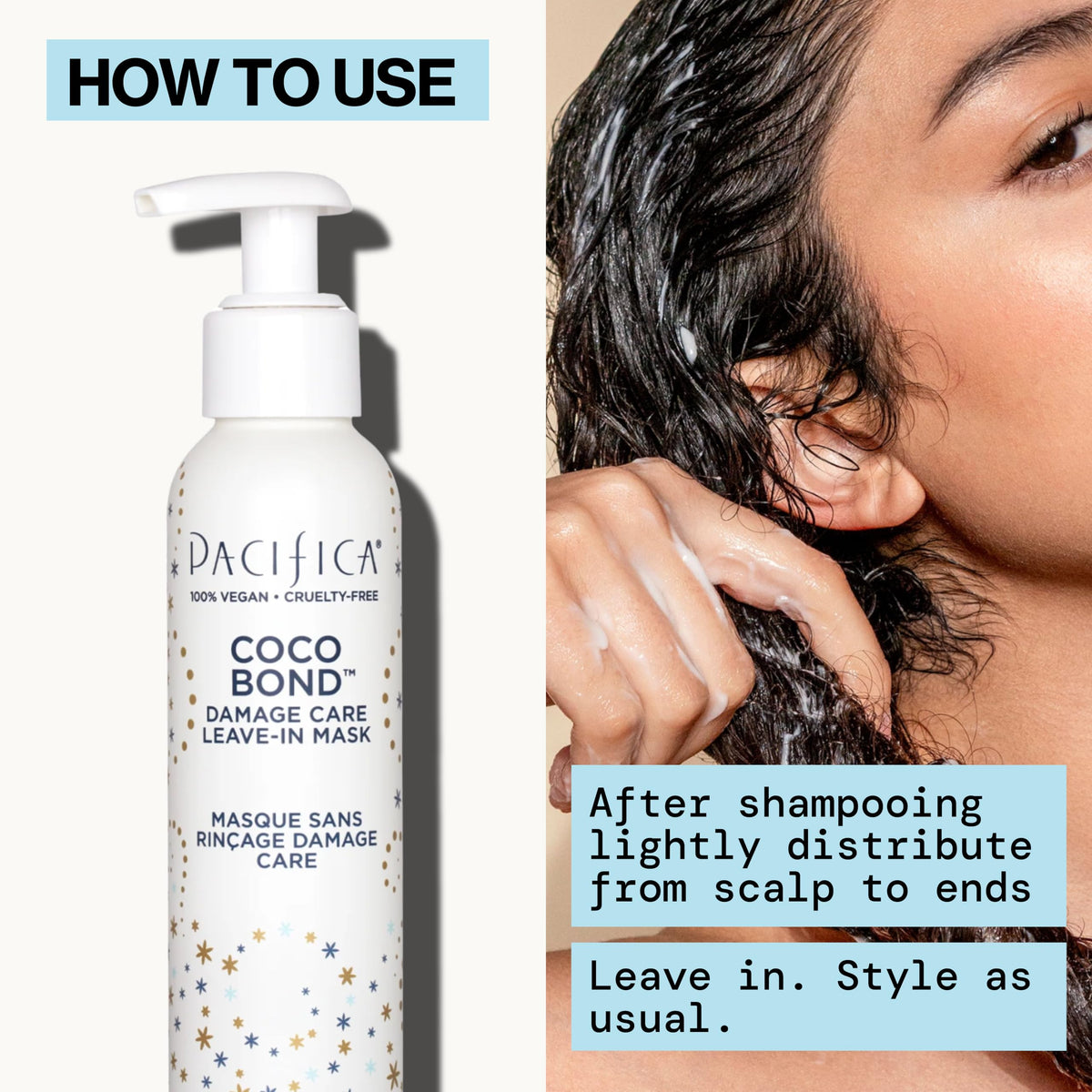 Pacifica Coco Bond tube in hand presenting true size and travel-friendly use