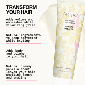 Pacifica conditioner creamy rinse close-up showing smoothing hydration without weight