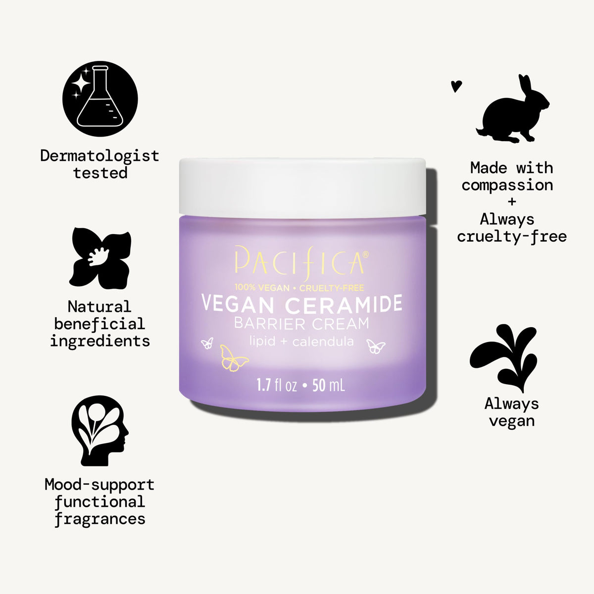 Pacifica cream in hand application demonstrating smooth spread and hydration