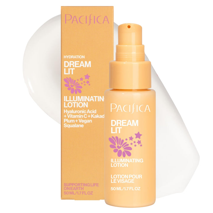 Pacifica Dreamlit front bottle showing label and lightweight glow