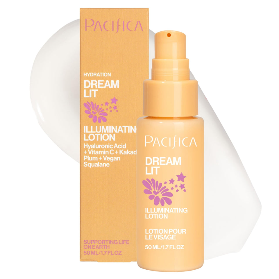 Pacifica Dreamlit front bottle showing label and lightweight glow