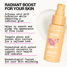 Pacifica Dreamlit lotion texture close-up highlighting dewy finish