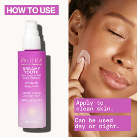 Pacifica pump dispensing lotion onto fingertip for precise, mess-free application