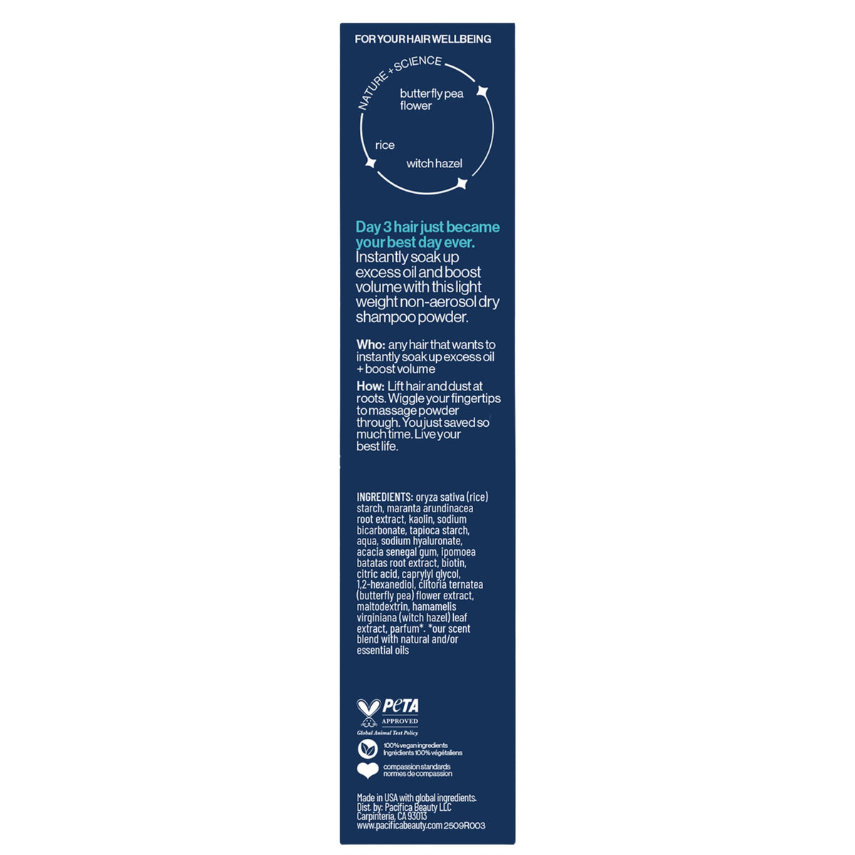 Pacifica dry shampoo on bathroom counter in lifestyle morning routine