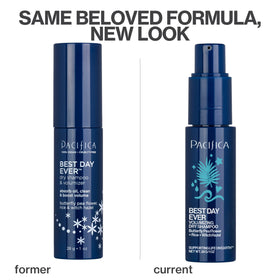 Pacifica jar opened to reveal powder for targeted waterless refresh