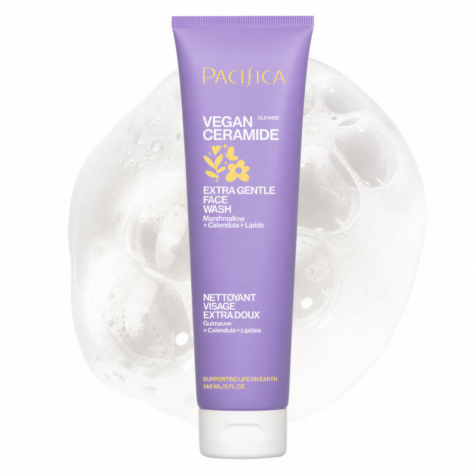 Pacifica front packaging showing gentle fragrance-free cleanser benefit