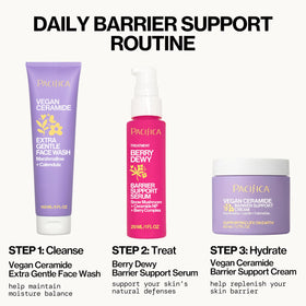 Pacifica used in relaxed skincare moment showing calm, hydrated skin benefit