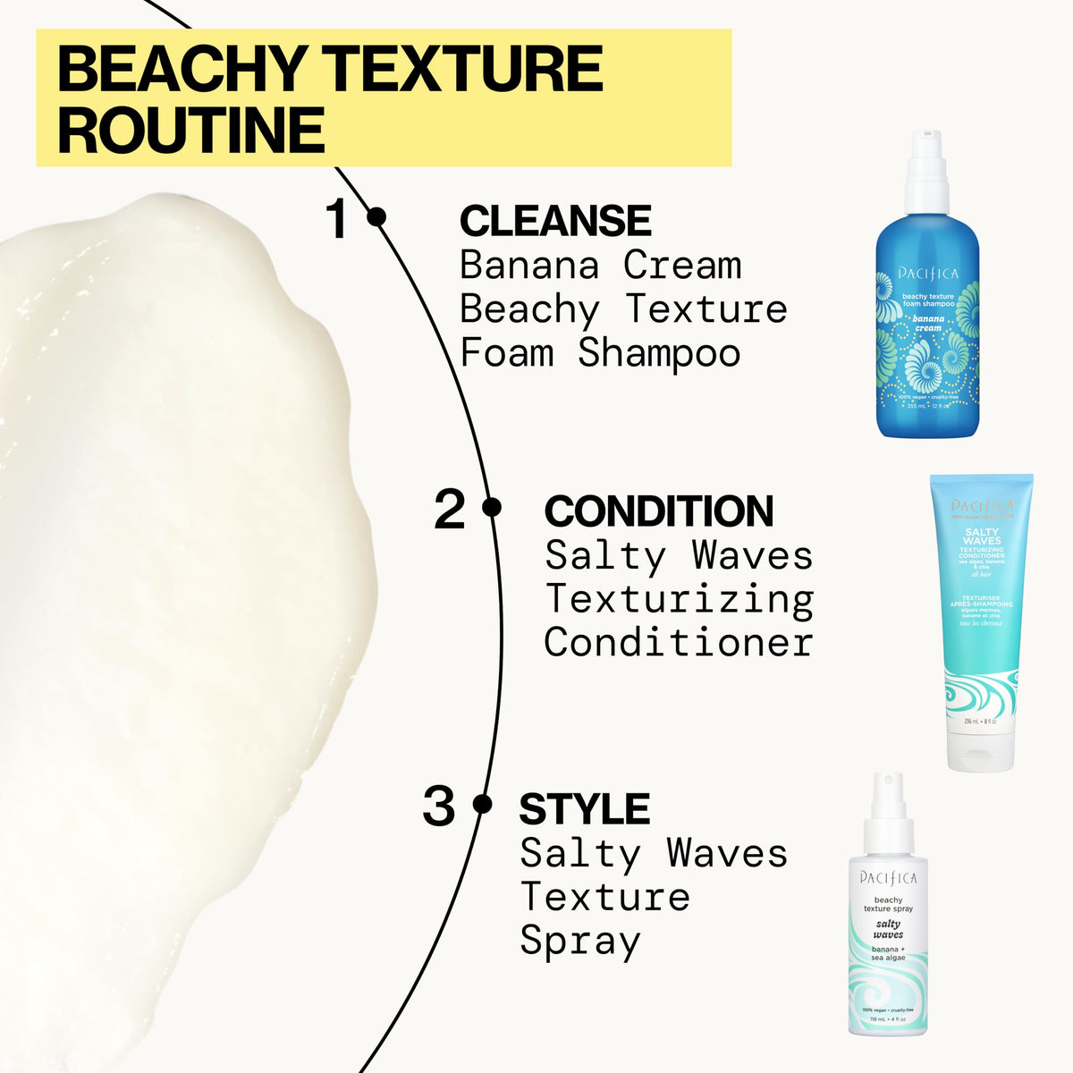 Rinsed hair with lather from Pacifica showing soft manageable benefit