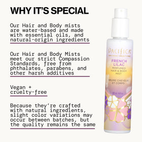 Pacifica mist spraying to show fine mist action and even fragrance coverage