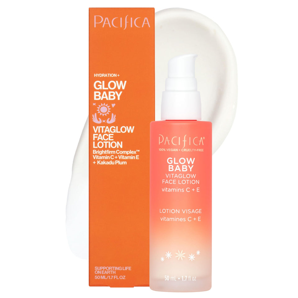 Pacifica front packaging showing Glow Baby VitaGlow and brightening benefits