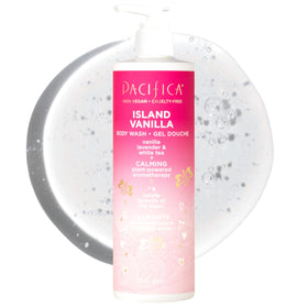 Pacifica front packaging showing Island Vanilla bottle and inviting scent