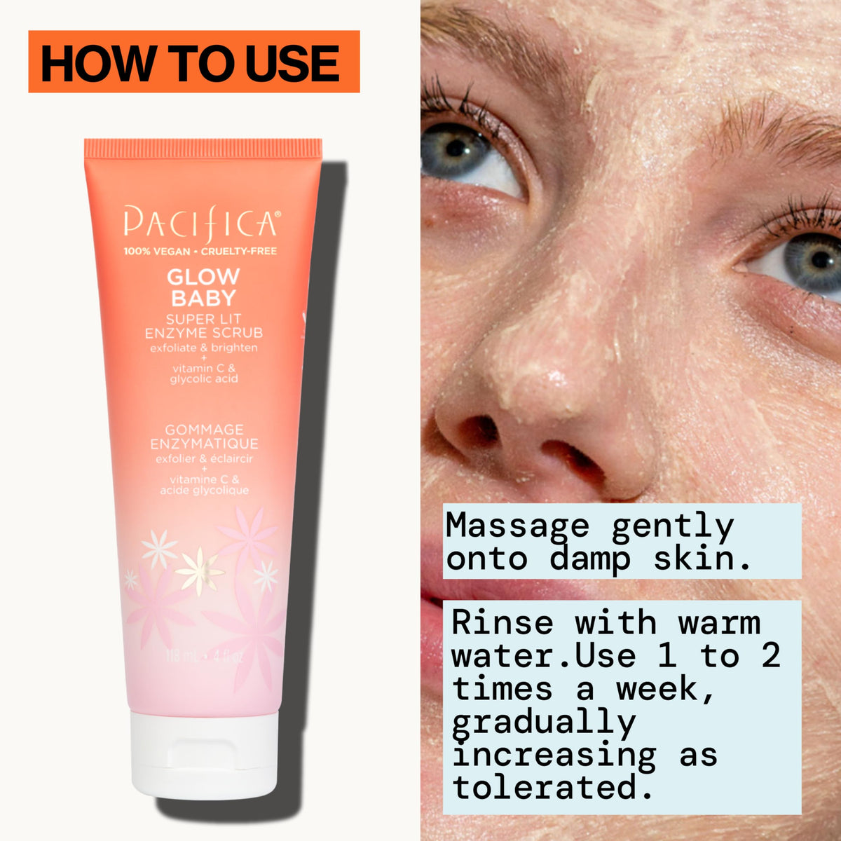 Pacifica Glow Baby before and after skin texture improvement example