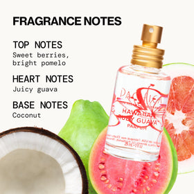 Pacifica bottle on sunlit beach scene conveying island vibes and mood-boosting aroma