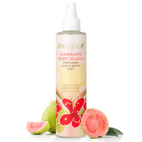 Pacifica front bottle showing Hawaiian Ruby Guava and vibrant tropical look, invites freshness
