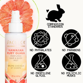Pacifica mist being sprayed on skin showing easy application and instant tropical uplift