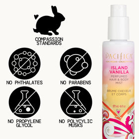 Woman spraying Pacifica on wrist for a quick mood-lifting vanilla refresh