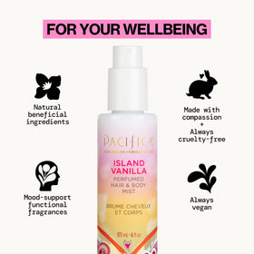 Close-up of Pacifica mist nozzle spraying fine fragrance for gentle coverage