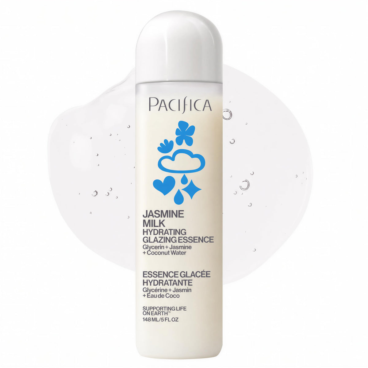 Pacifica front packaging showing clean milky essence and branding