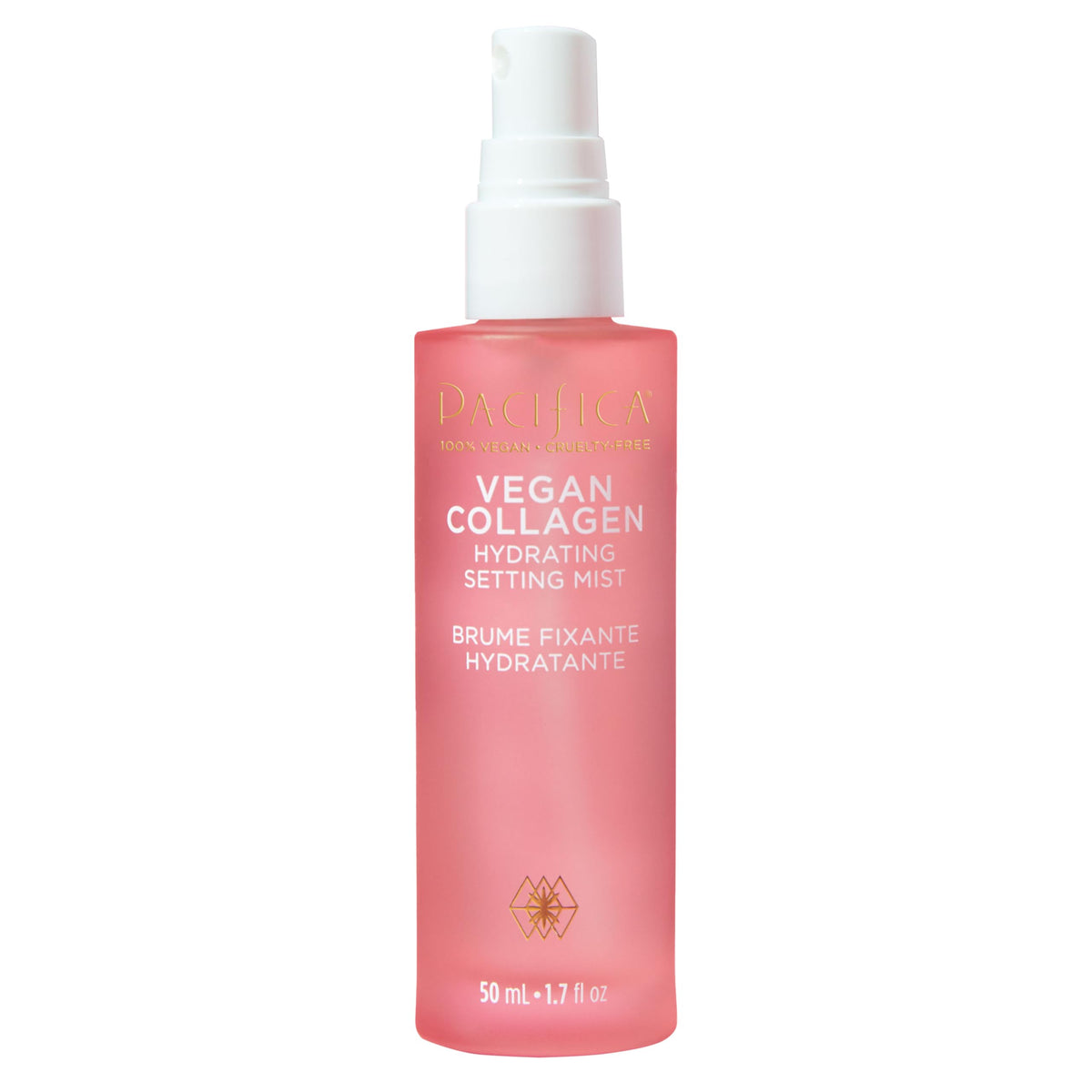 Pacifica front bottle showing label and sleek recyclable packaging for clean beauty