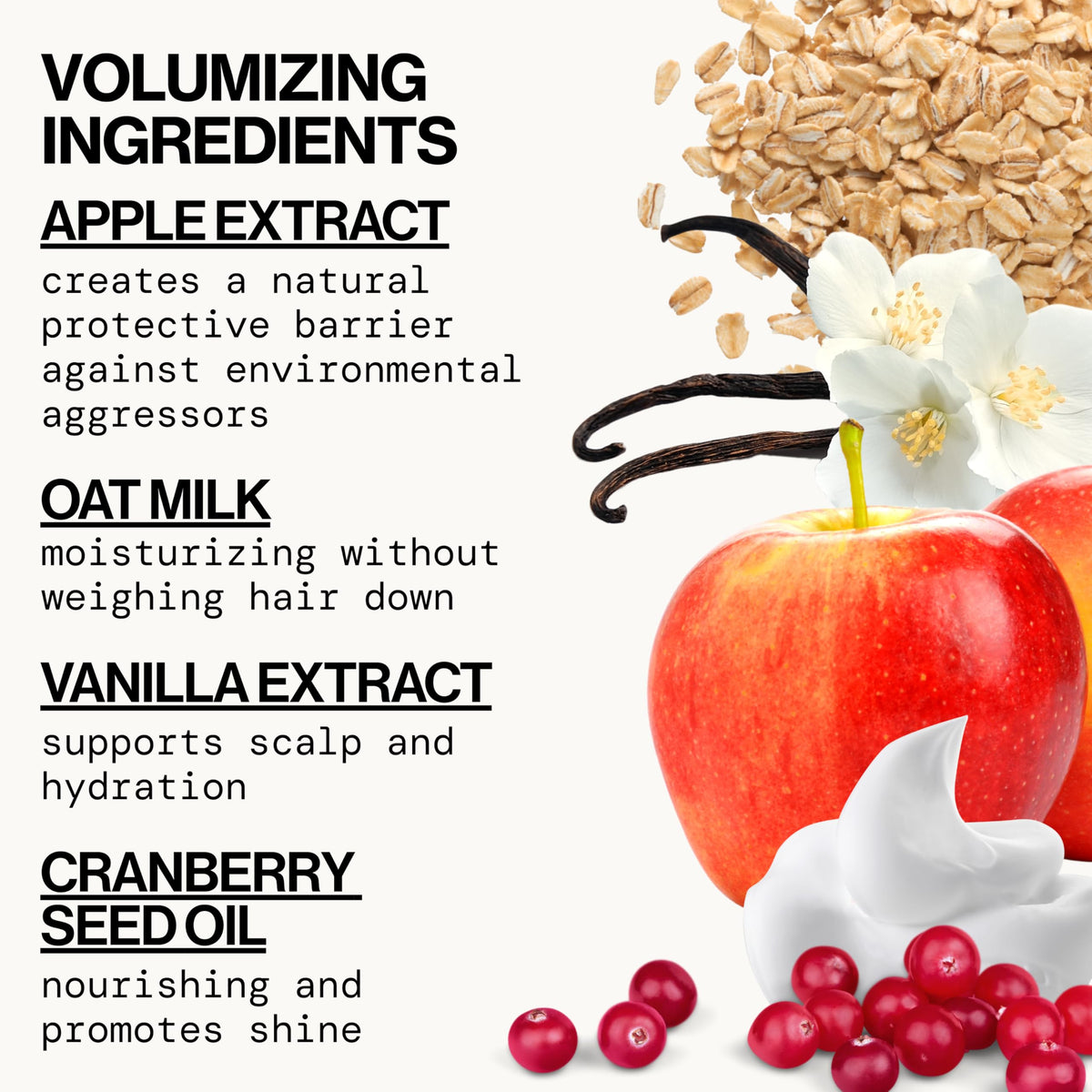 Pacifica product label listing vanilla extract and oat milk for nourishing care