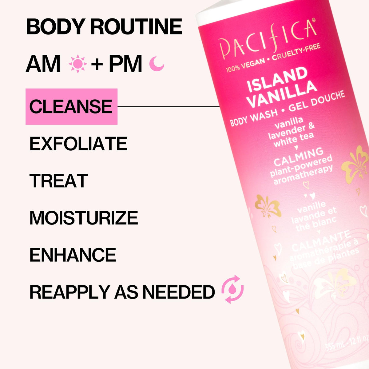 Pacifica label close-up noting vegan, cruelty-free and clean ingredients